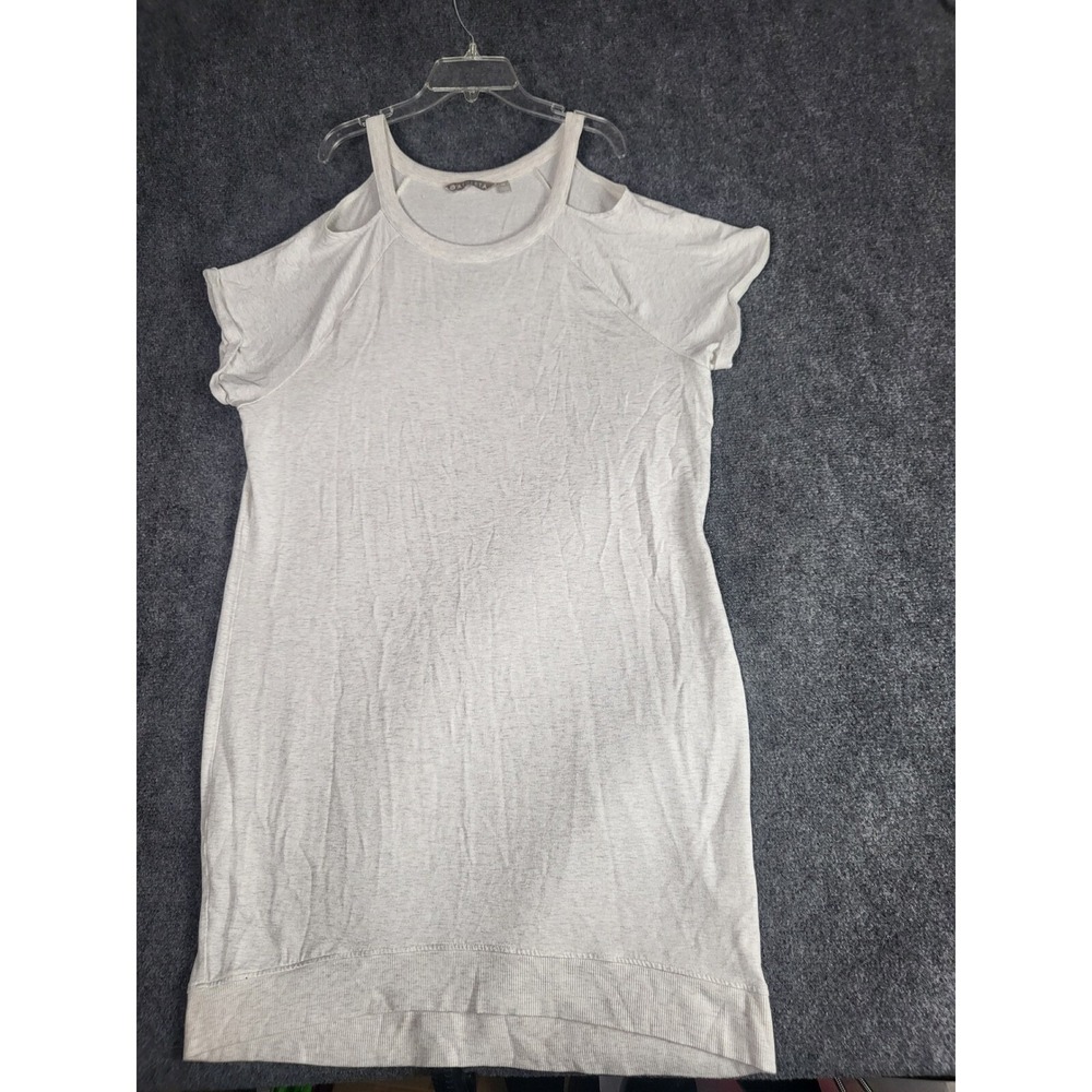 Athleta Sun Lover Dress XL White Cold Shoulder T-Shirt Linen‎ Blend Mini Beach